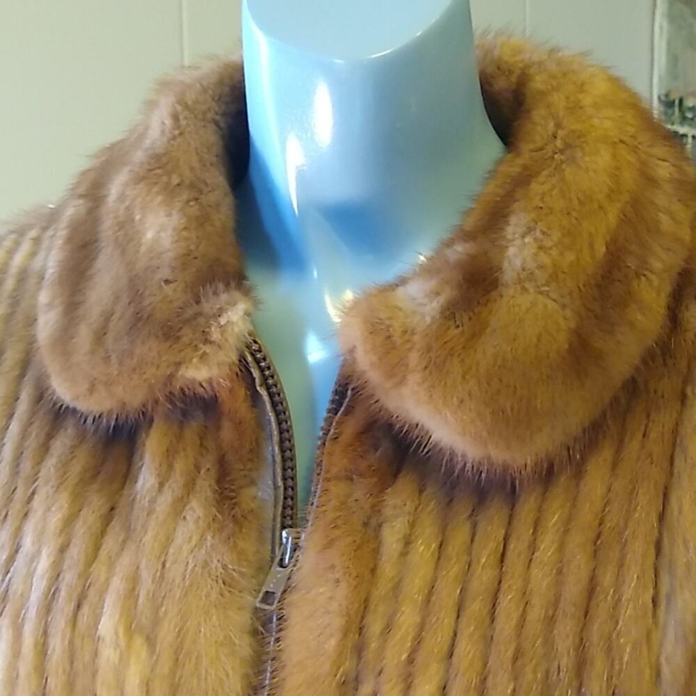 Vintage Saga Bemberg Pastel Mink Bomber - M - Picture 3 of 12